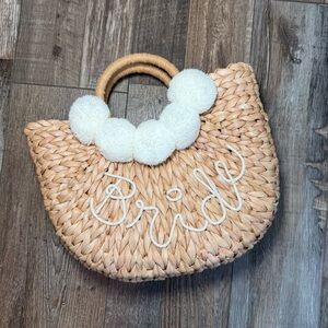 Chic Tan and White Woven Women's Bag